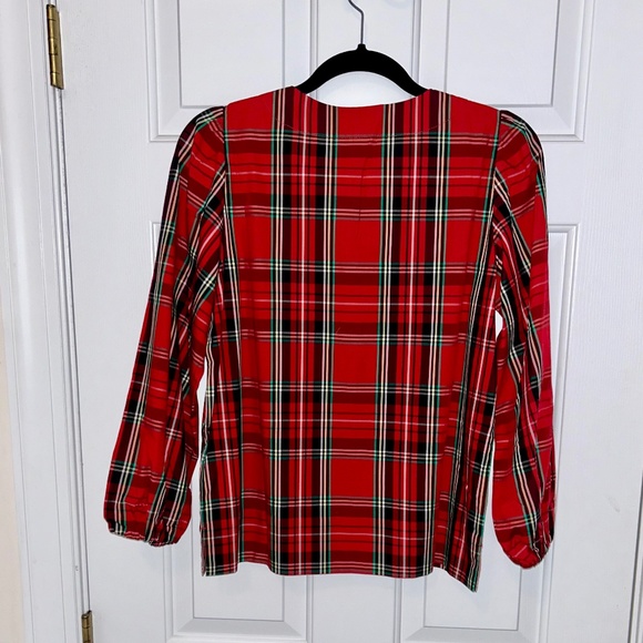 NWT J. Crew Puff-Sleeve top Good Tidings plaid XS - Picture 6 of 14